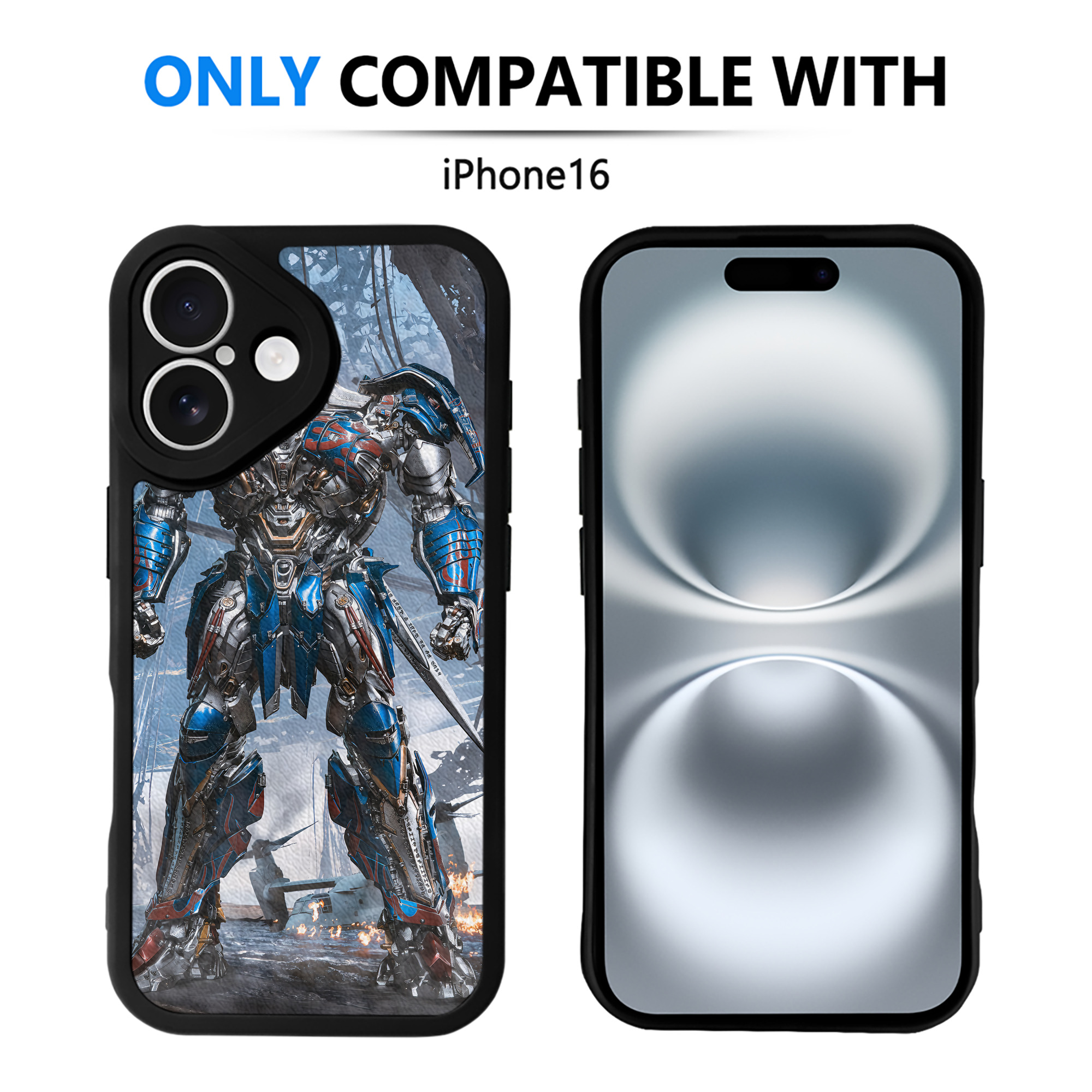 （画像用） Transformers トランスフォーマー 【iPhone 16シリーズ対応】シリコンスマホケース（レザー調） 材質：シリコン